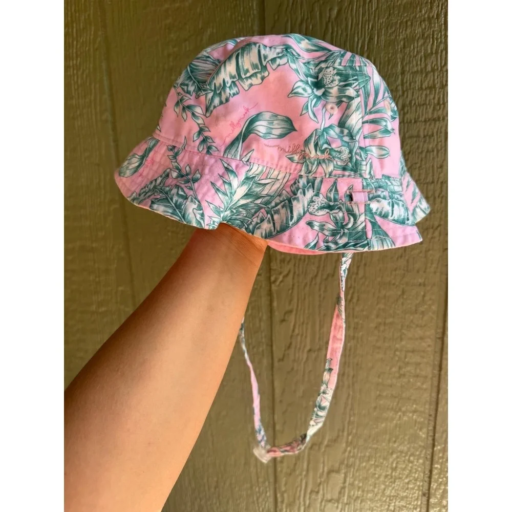 Millymook Baby Girls Pink Tropical Print Bucket Hat 51cm Sun Protection